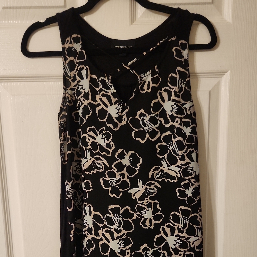 Floral Black, Pink, and White Women's Top